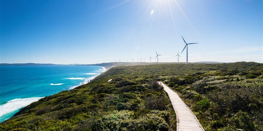 wind turbines on coastline in Western Australia