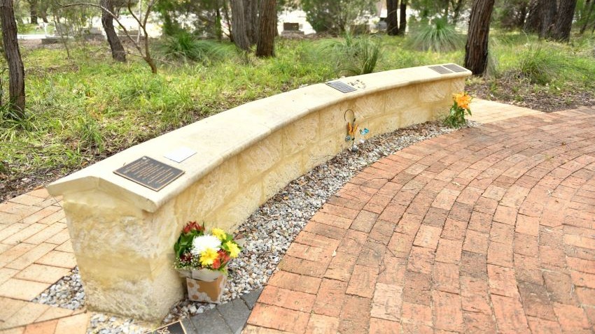 reflection wall in Jarrah Walk at Midland Cemetery