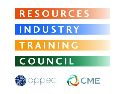 Resources Industry Training Council logo with orange blue yellow and green strips of colour