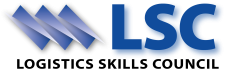 Logistics Skills Council logo with three blue rectangles leaning to the left